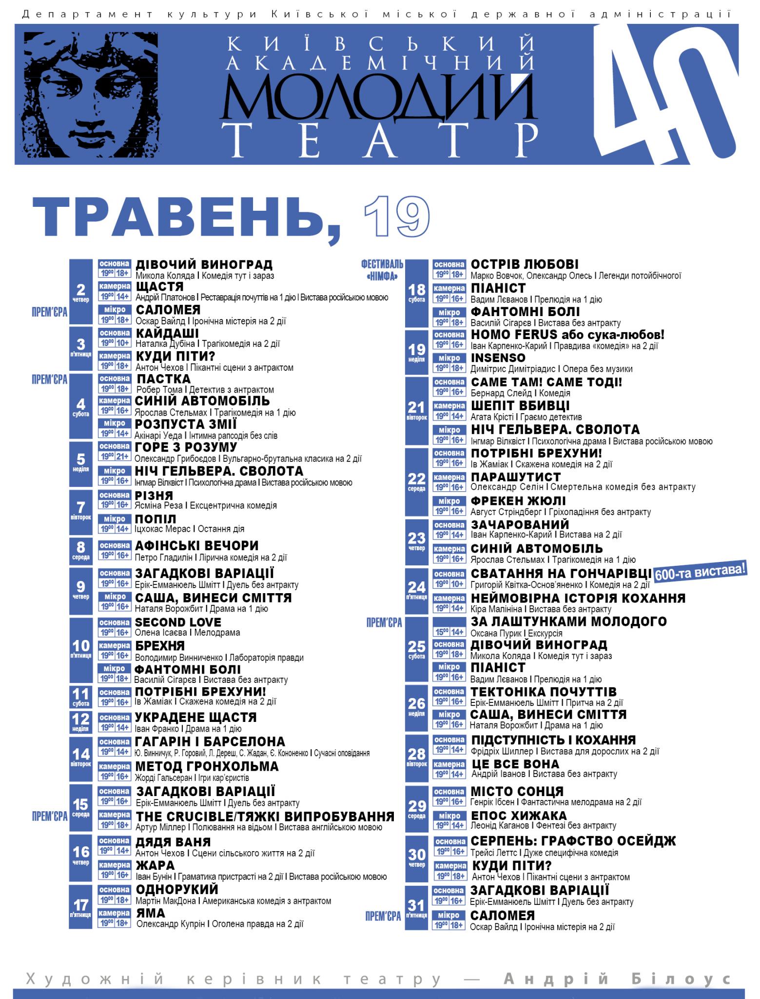 Репертуар травня