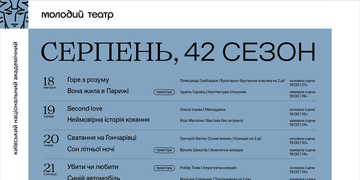 Репертуар серпня